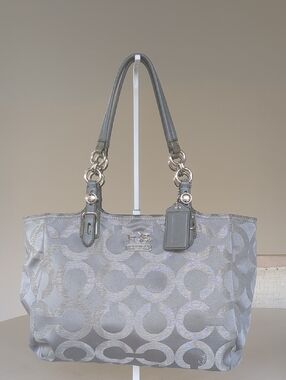 Coach Gray Metallic Signature Op Art Bag Satchel